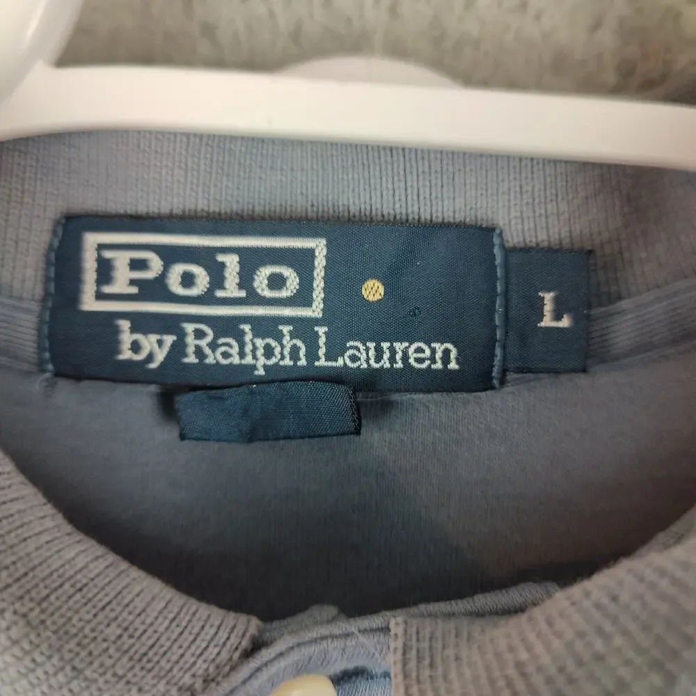 Polo Ralph Lauren Polo Shirt Mens Large Pony Grey Blue Embroidered Preppy Rugby